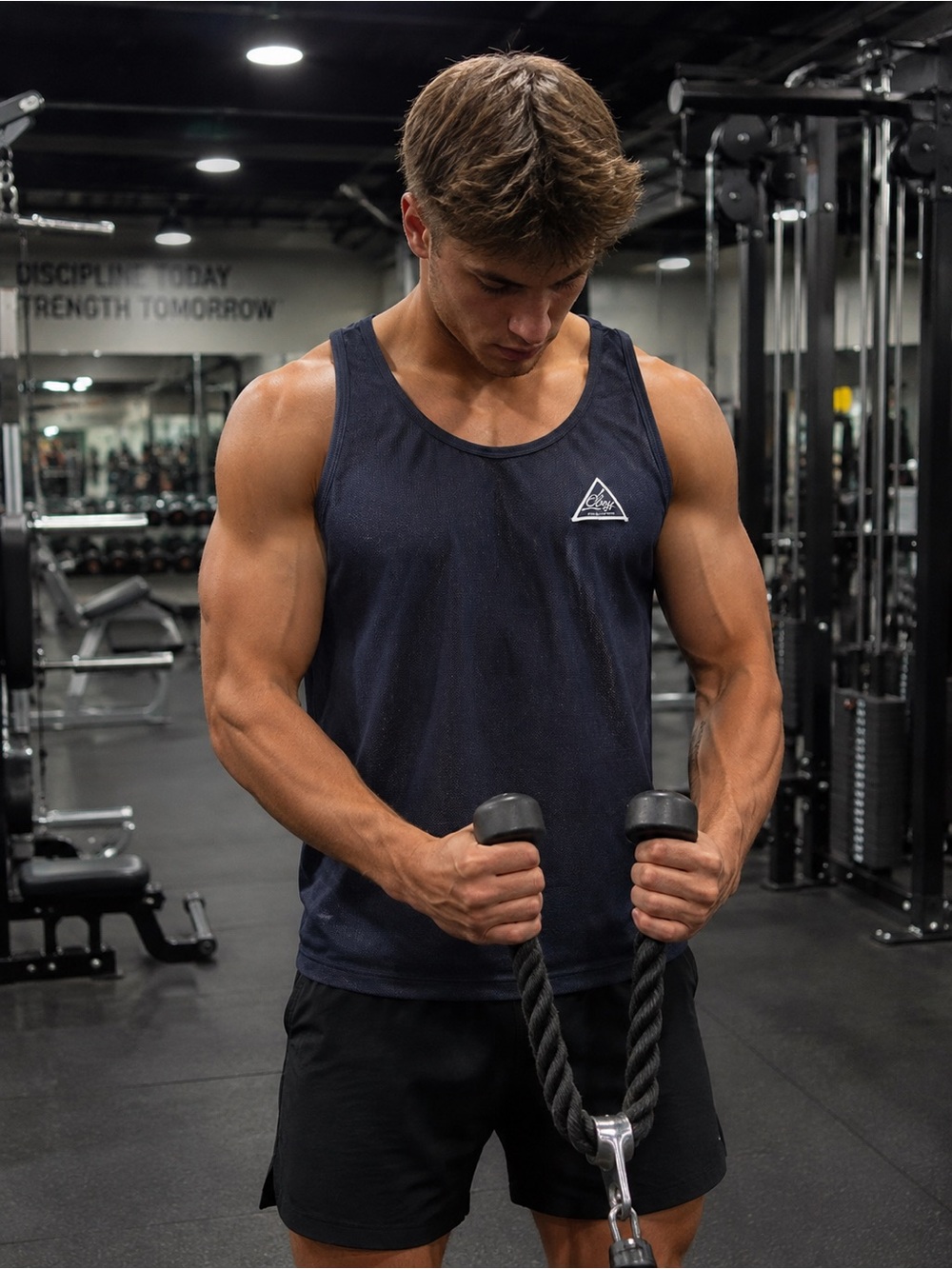Obey Men's Dark Navy Athletic Tank with Chest Triangle Logo